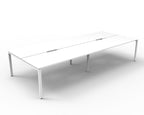 Infinity Profile Leg 4 Person Back To Back Workstation - No Screen - Natural White Top & White Base