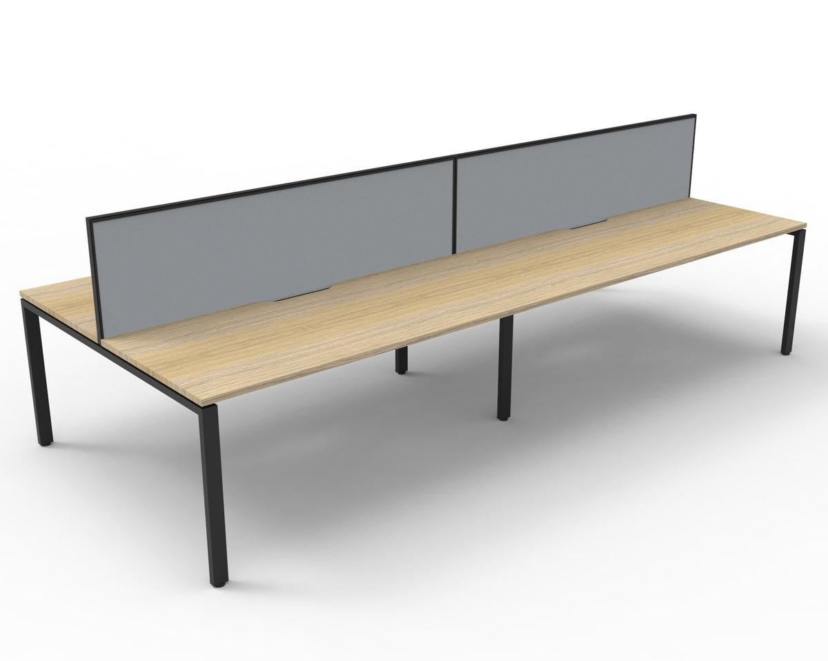Infinity Profile Leg 4 Person Back To Back Workstation - Framed Screen - Natural Oak Top & Black Base