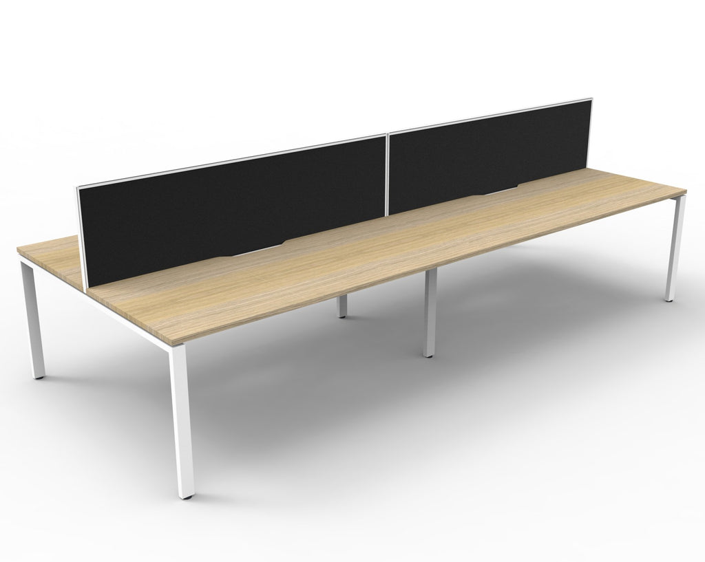 Infinity Profile Leg 4 Person Back To Back Workstation - Framed Screen - Natural Oak Top & White Base