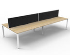 Infinity Profile Leg 4 Person Back To Back Workstation - Framed Screen - Natural Oak Top & White Base