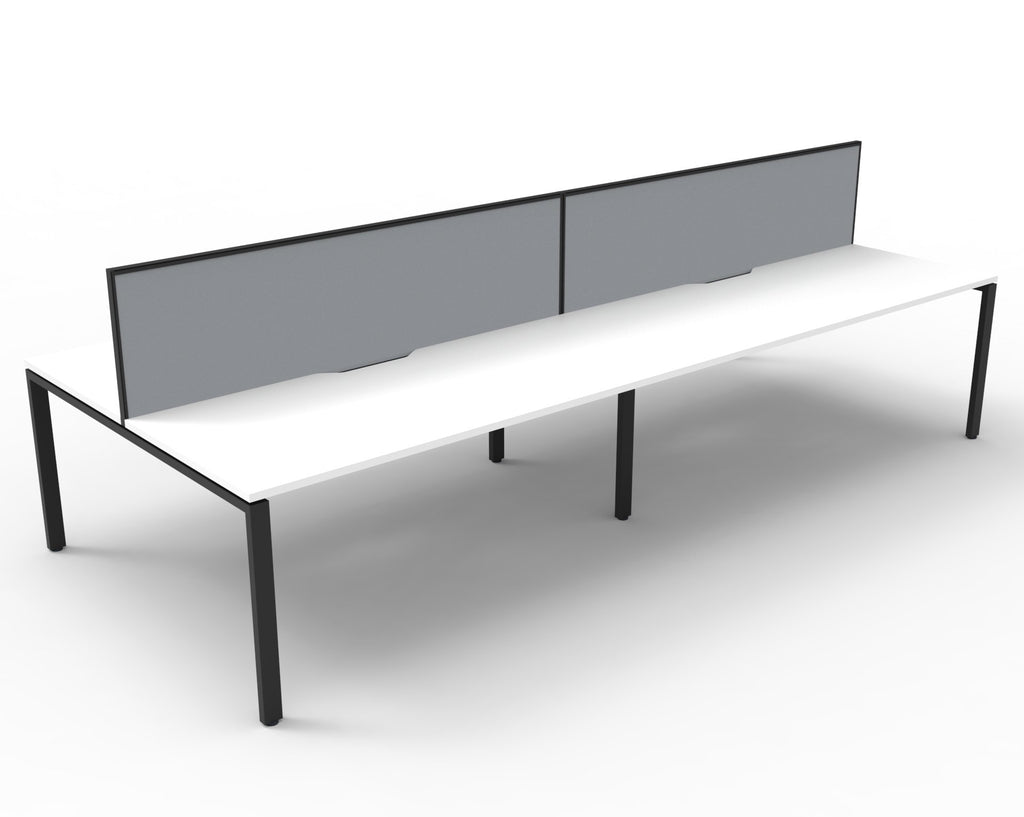 Infinity Profile Leg 4 Person Back To Back Workstation - Framed Screen - Natural White Top & Black Base