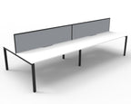 Infinity Profile Leg 4 Person Back To Back Workstation - Framed Screen - Natural White Top & Black Base
