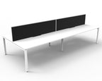 Infinity Profile Leg 4 Person Back To Back Workstation - Framed Screen - Natural White Top & White Base