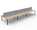 Infinity Profile Leg 6 Person Back To Back Workstation - Framed Screen - Natural Oak Top & Black Base