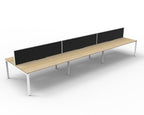 Infinity Profile Leg 6 Person Back To Back Workstation - Framed Screen - Natural Oak Top & White Base