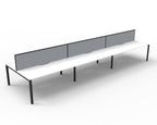 Infinity Profile Leg 6 Person Back To Back Workstation - Framed Screen - Natural White Top & Black Base