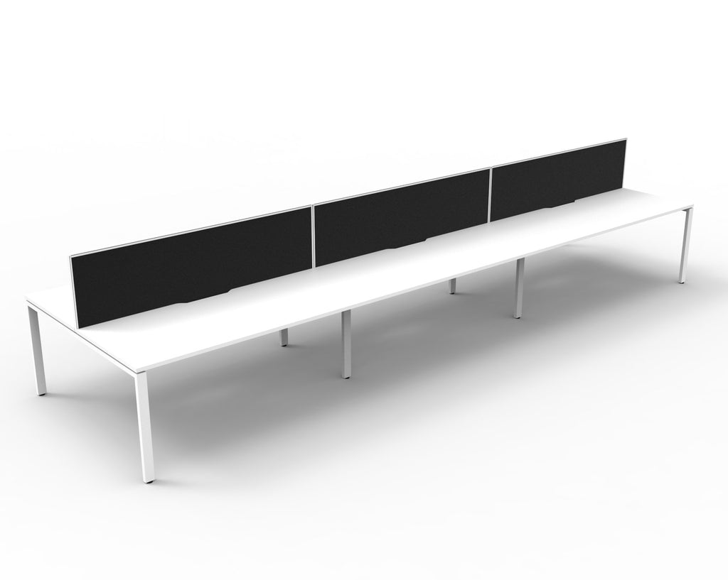 Infinity Profile Leg 6 Person Back To Back Workstation - Framed Screen - Natural White Top & White Base
