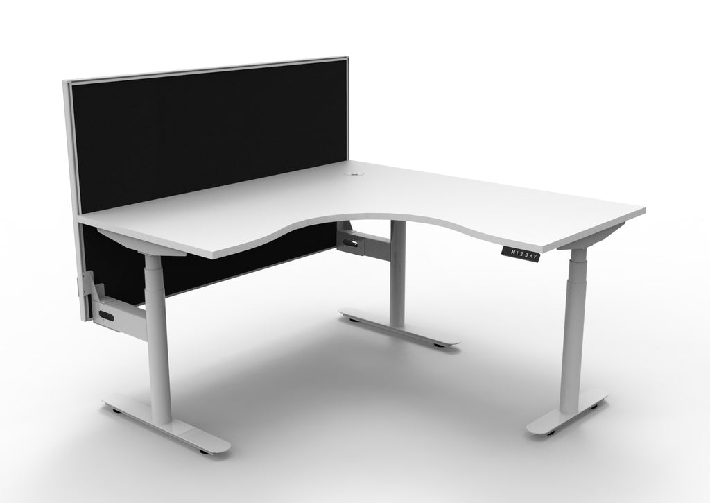 Halo+ Electric Height Adjustable Corner Workstation - Framed Screen Options - configuration image