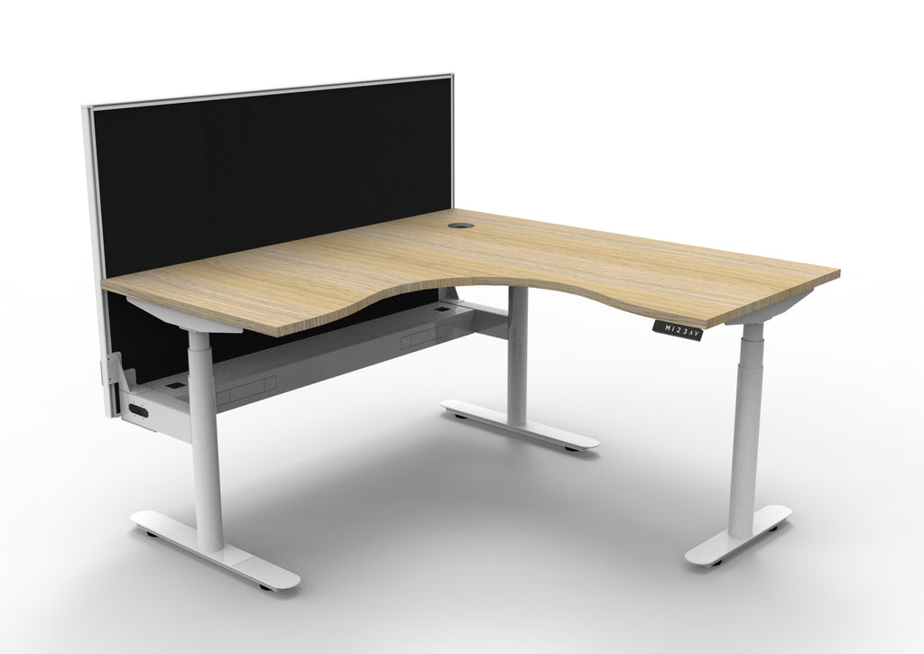 Halo+ Electric Height Adjustable Corner Workstation - Framed Screen Options - configuration image