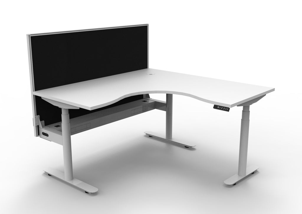 Halo+ Electric Height Adjustable Corner Workstation - Framed Screen Options - configuration image
