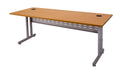 Rapid Span C Leg Single Desk - Beech Top & Precious Silver Base