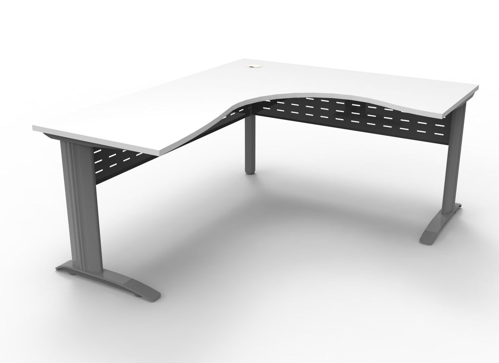 Deluxe Rapid Span Corner Workstation - Natural White Top & Precious Silver Base