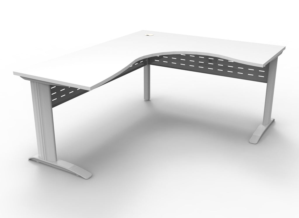 Deluxe Rapid Span Corner Workstation - Natural White Top & White Satin Base