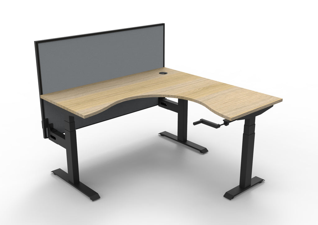 Boost Crank Manual Height Adjustable Corner Workstation - Framed Screen Options - configuration image