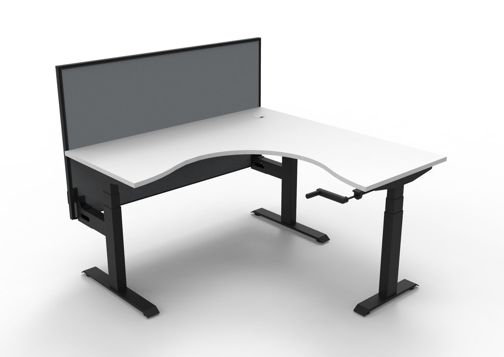 Boost Crank Manual Height Adjustable Corner Workstation - Framed Screen Options - configuration image