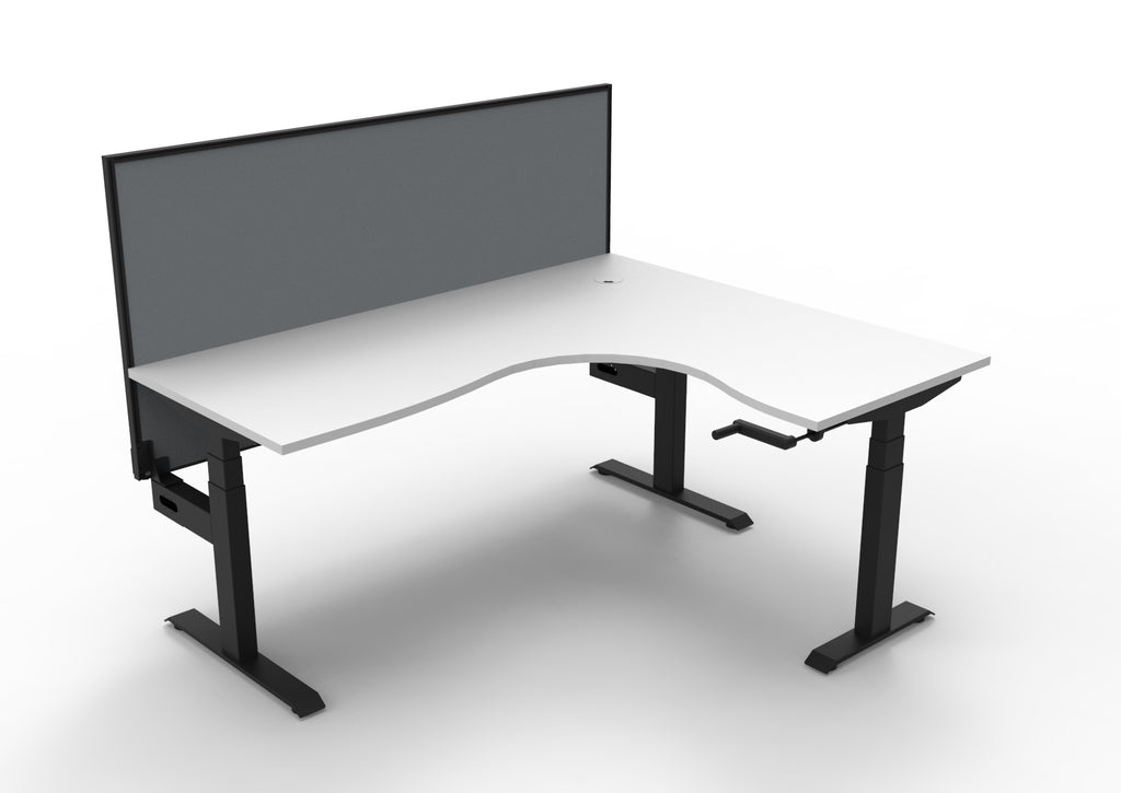 Boost Crank Manual Height Adjustable Corner Workstation - Framed Screen Options - configuration image