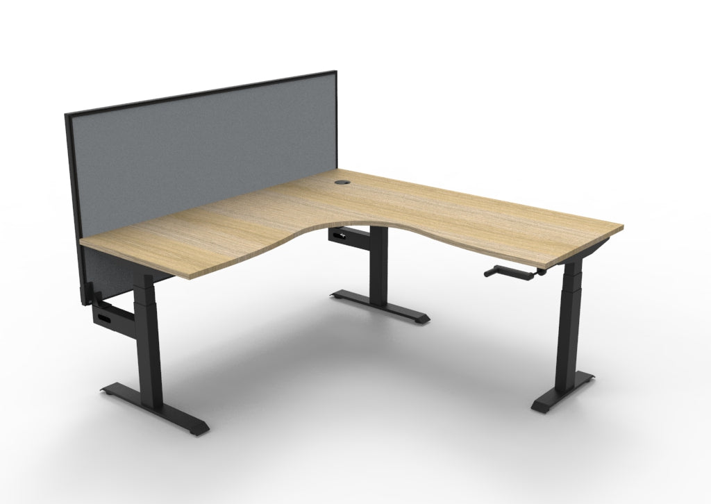 Boost Crank Manual Height Adjustable Corner Workstation - Framed Screen Options - configuration image