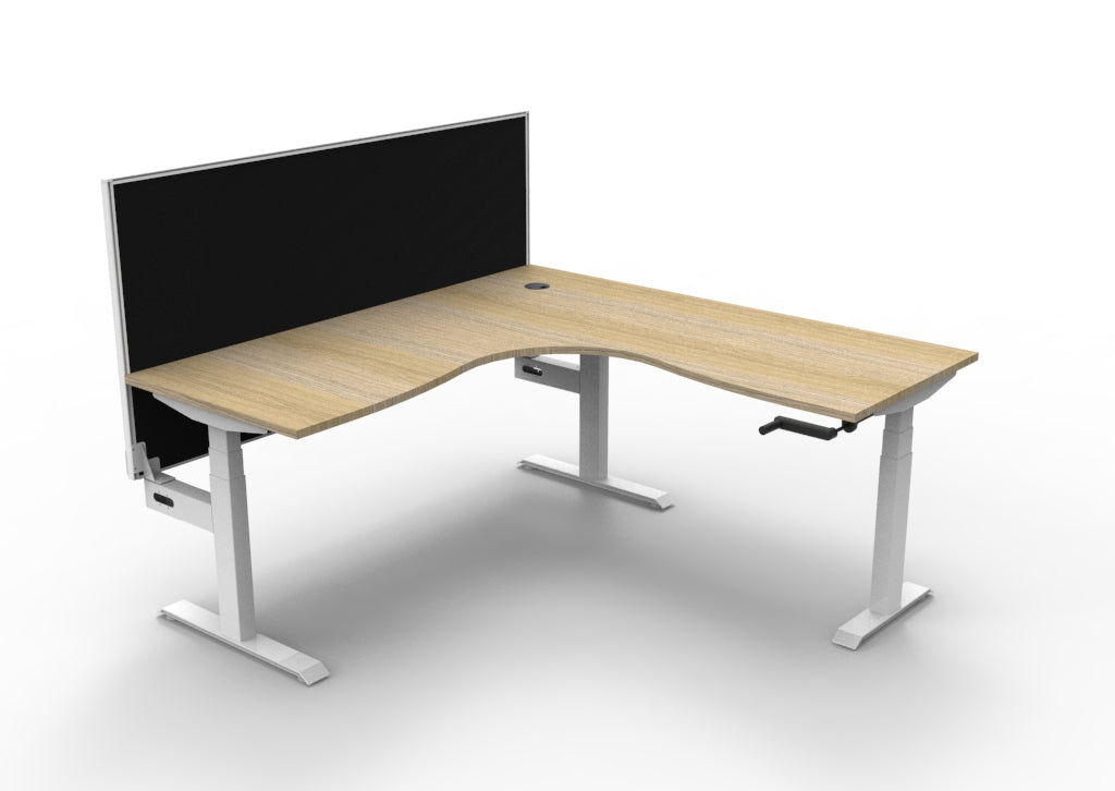 Boost Crank Manual Height Adjustable Corner Workstation - Framed Screen Options - configuration image