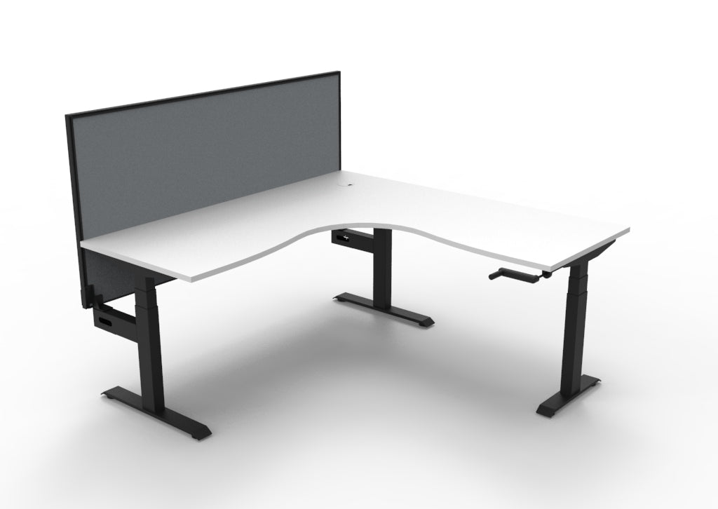 Boost Crank Manual Height Adjustable Corner Workstation - Framed Screen Options - configuration image