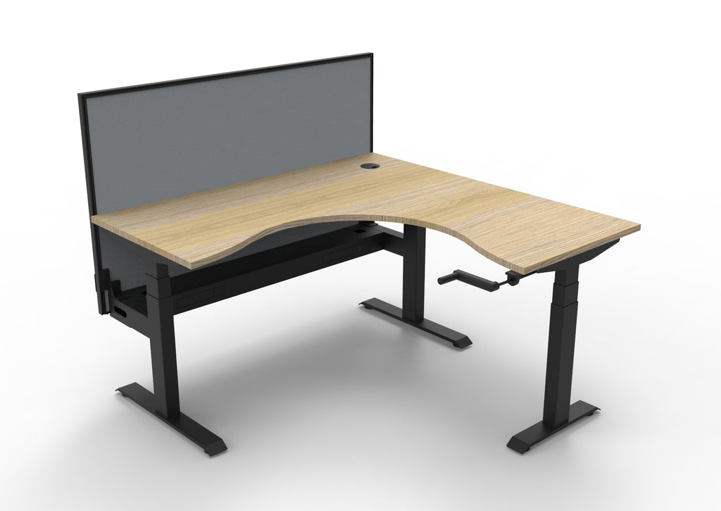 Boost Crank Manual Height Adjustable Corner Workstation - Framed Screen Options - configuration image