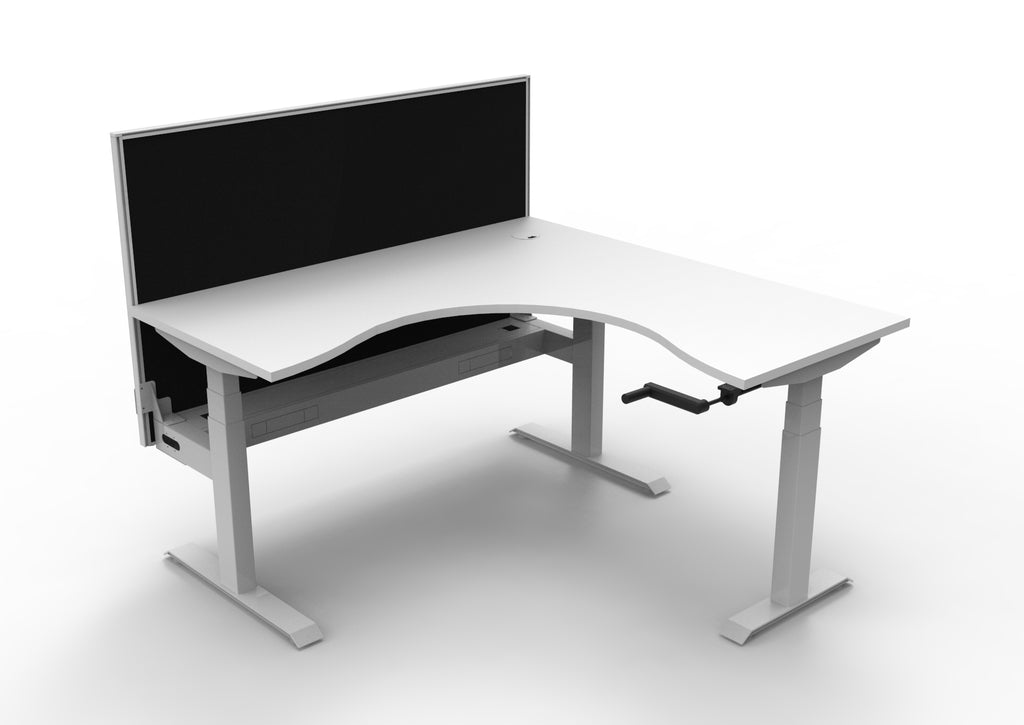 Boost Crank Manual Height Adjustable Corner Workstation - Framed Screen Options - configuration image