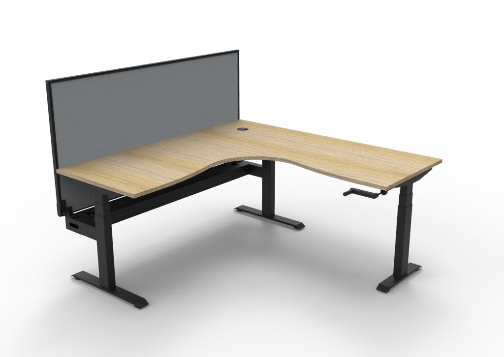 Boost Crank Manual Height Adjustable Corner Workstation - Framed Screen Options - configuration image