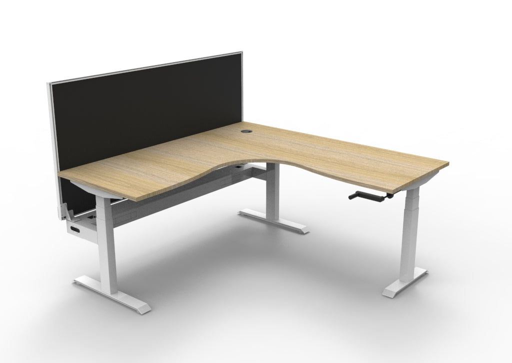 Boost Crank Manual Height Adjustable Corner Workstation - Framed Screen Options - configuration image
