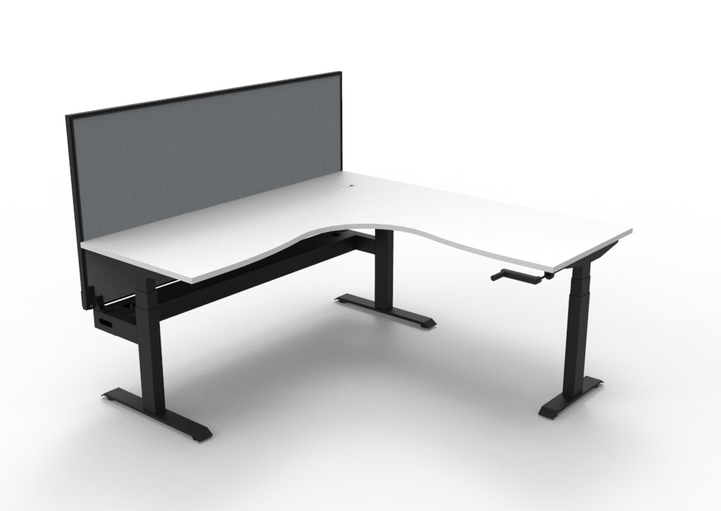 Boost Crank Manual Height Adjustable Corner Workstation - Framed Screen Options - configuration image