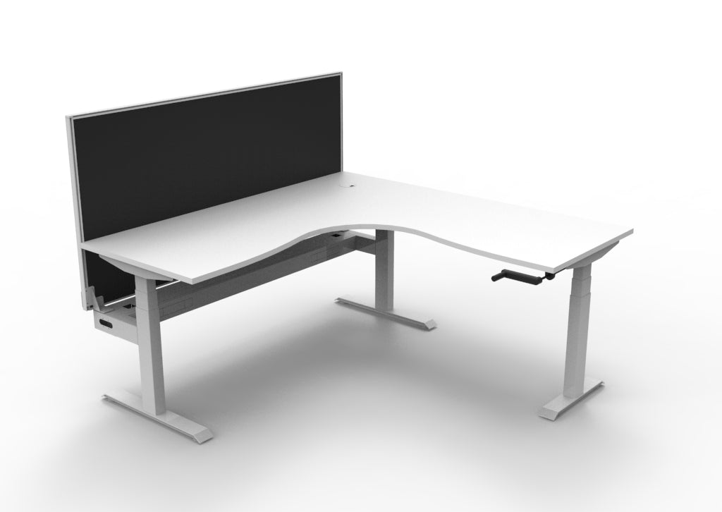 Boost Crank Manual Height Adjustable Corner Workstation - Framed Screen Options - configuration image