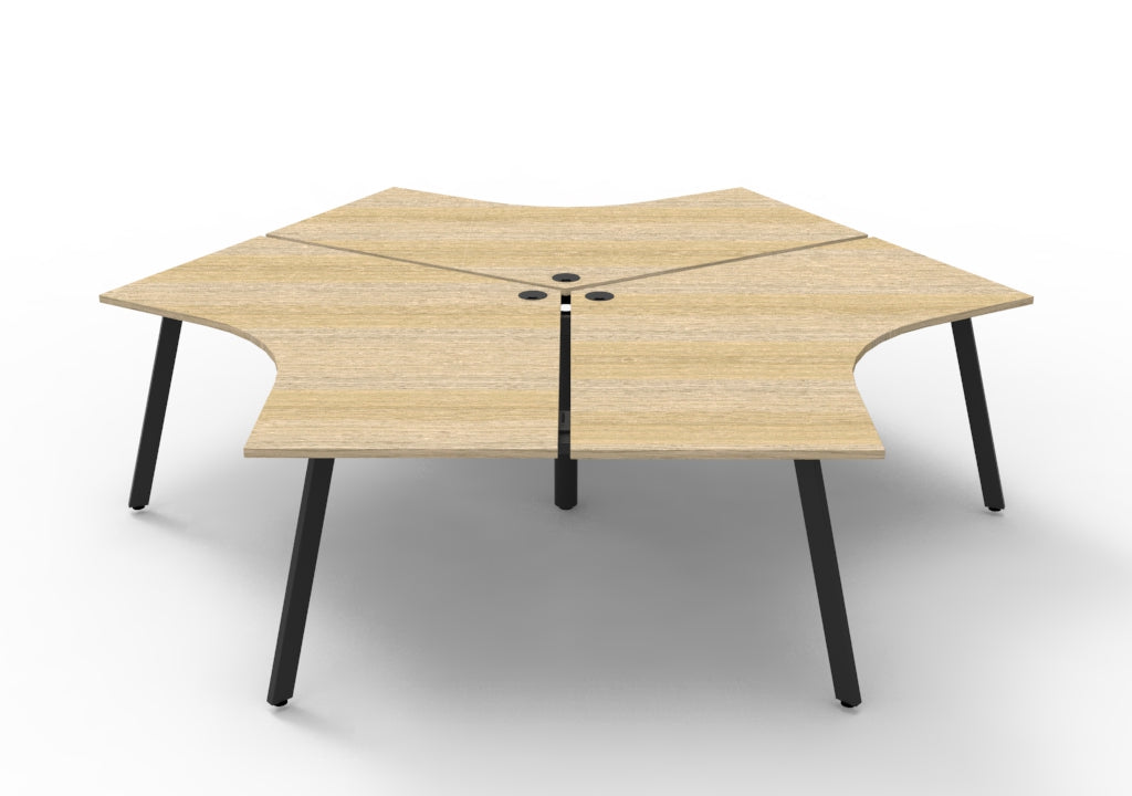 Infinity 120 Degree Eternity Leg Workstation - No Screen - Natural Oak Top & Black Base