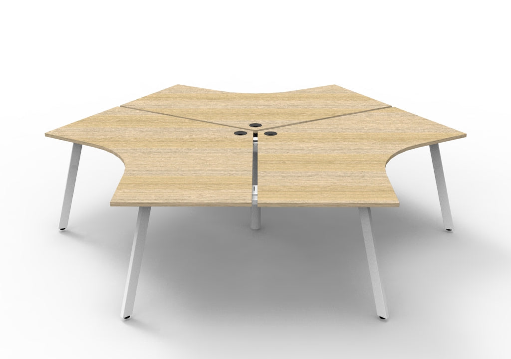 Infinity 120 Degree Eternity Leg Workstation - No Screen - Natural Oak Top & White Base
