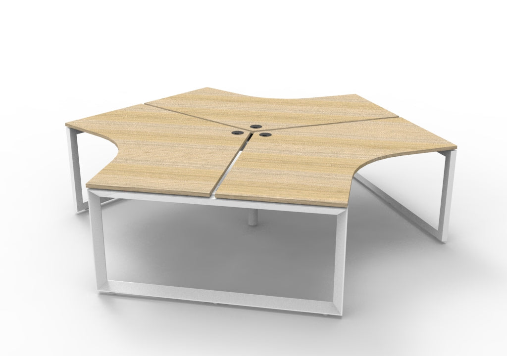 Infinity 120 Degree Loop Leg Workstation - No Screen - Natural Oak Top & White Base