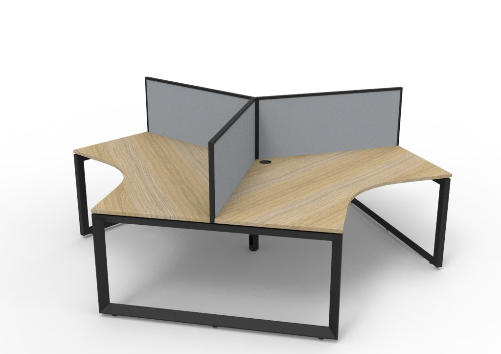 Infinity 120 Degree Loop Leg Workstation - Framed Screen - Natural Oak Top & Black Base
