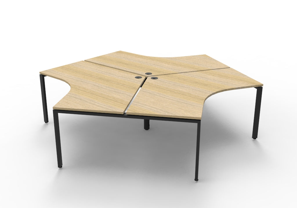 Infinity 120 Degree Profile Leg Workstation - No Screen - Natural Oak Top & Black Base
