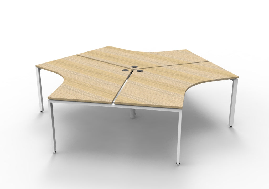 Infinity 120 Degree Profile Leg Workstation - No Screen - Natural Oak Top & White Base