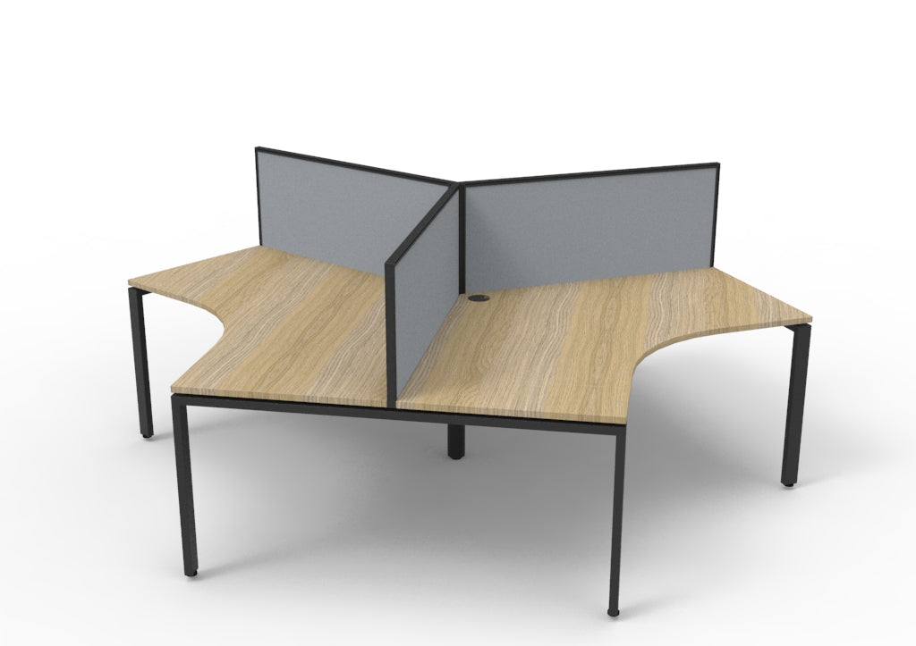 Infinity 120 Degree Profile Leg Workstation - Framed Screen - Natural Oak Top & Black Base