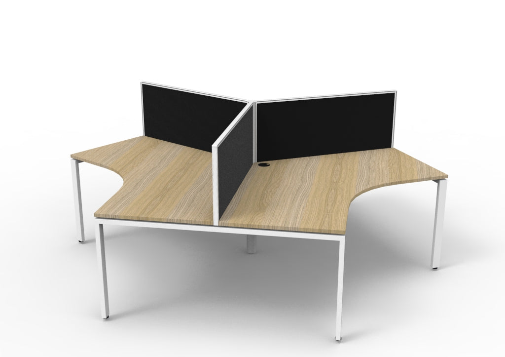 Infinity 120 Degree Profile Leg Workstation - Framed Screen - Natural Oak Top & White Base