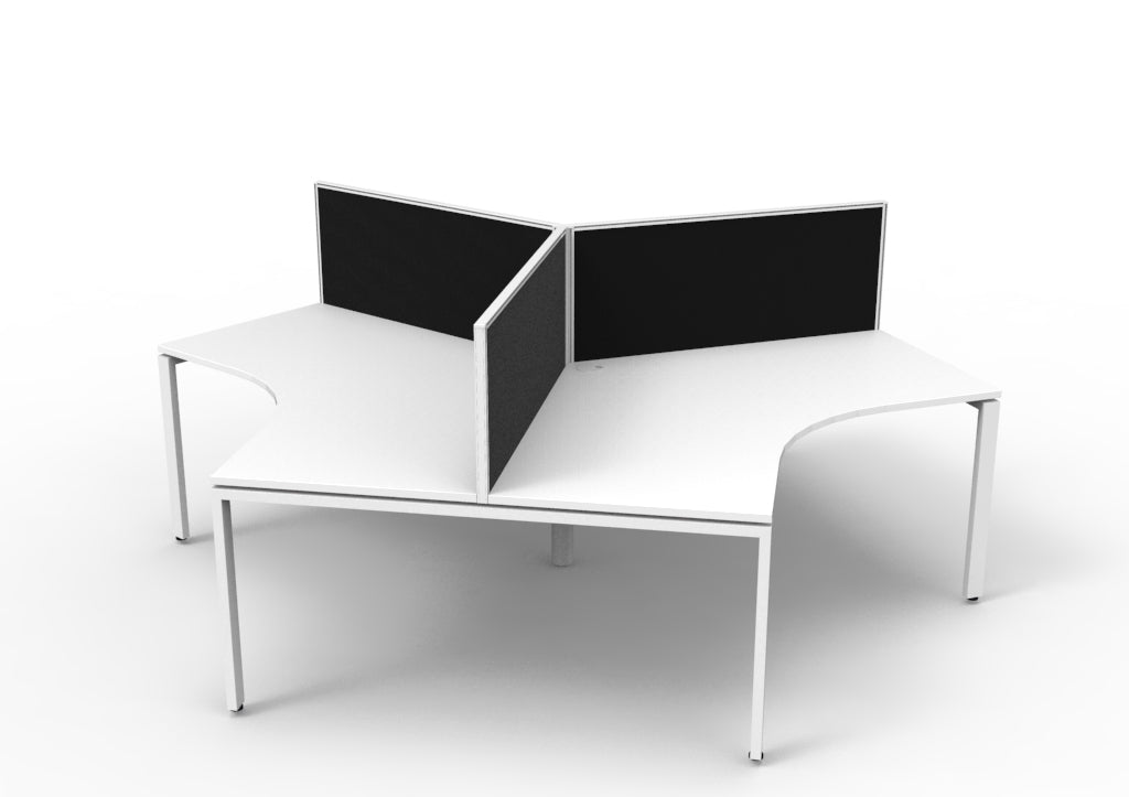 Infinity 120 Degree Profile Leg Workstation - Framed Screen - Natural White Top & White Base
