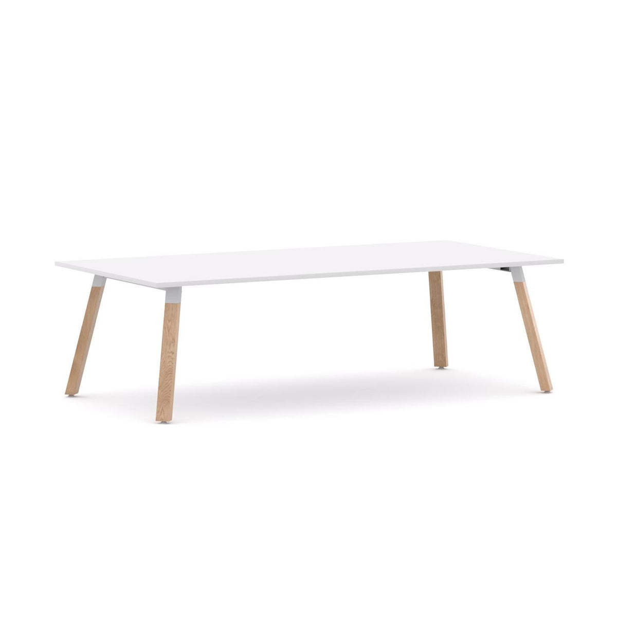 Plantation Boardroom Table 4-Leg — Solid Oak With White Housing, Studio White