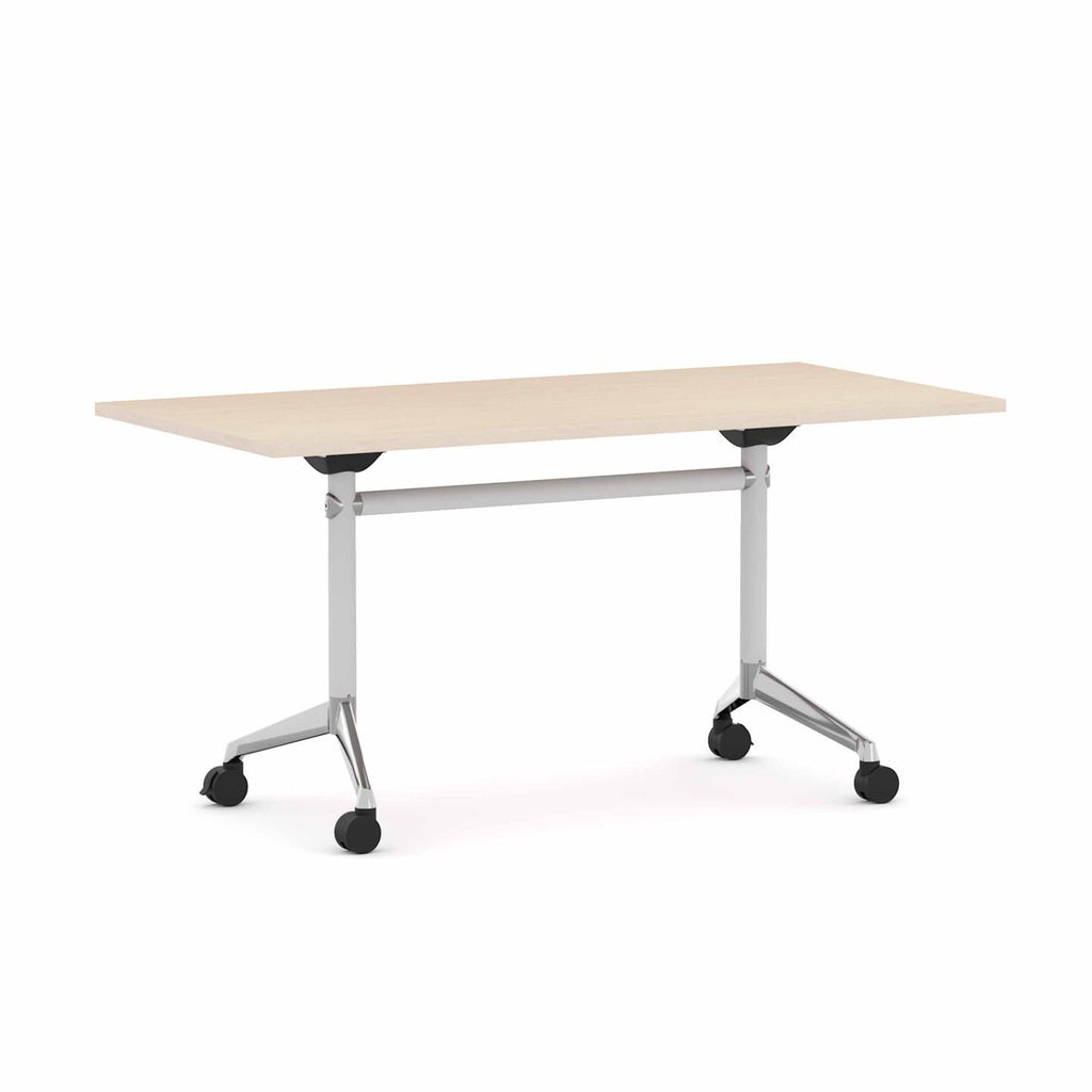 Modulus Flip Table — White With Polished Alloy, Nordic Maple
