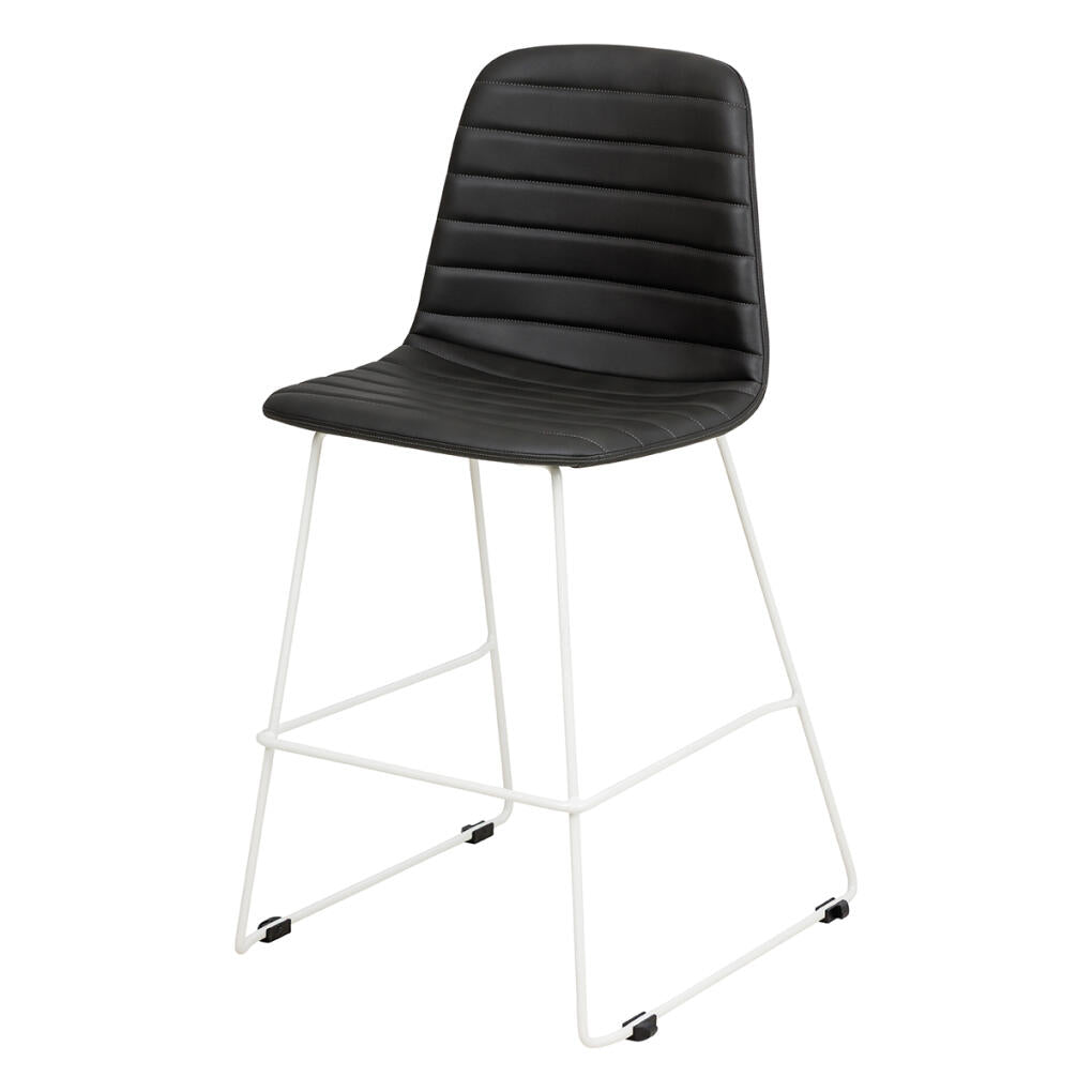 Sofia Kitchen Stool — White, P U Leather, Black PU