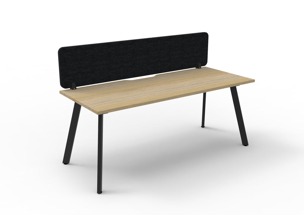 Eternity Single Sided Workstation - Eco Panel Screen - Natural Oak Top & Black Base - Black PET