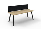 Eternity Single Sided Workstation - Eco Panel Screen - Natural Oak Top & Black Base - Black PET