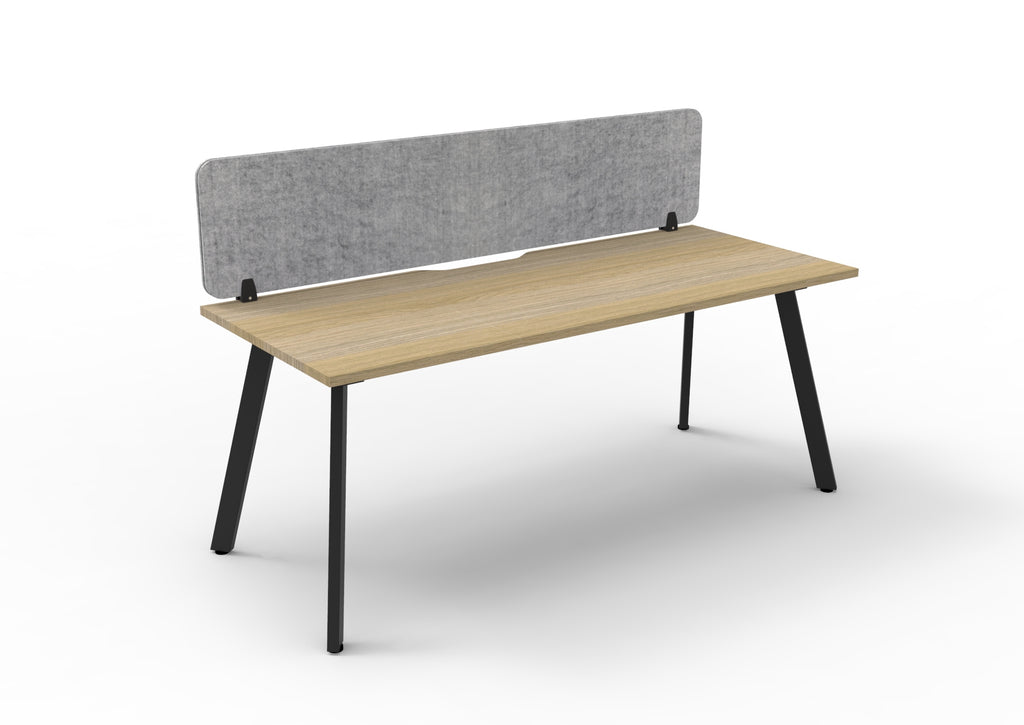 Eternity Single Sided Workstation - Eco Panel Screen - Natural Oak Top & Black Base - Marble Grey PET