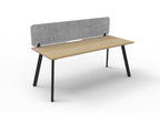 Eternity Single Sided Workstation - Eco Panel Screen - Natural Oak Top & Black Base - Marble Grey PET