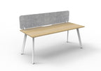 Eternity Single Sided Workstation - Eco Panel Screen - Natural Oak Top & White Base - Marble Grey PET