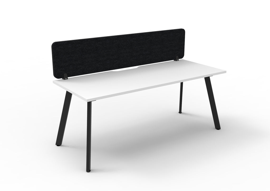 Eternity Single Sided Workstation - Eco Panel Screen - Natural White Top & Black Base - Black PET