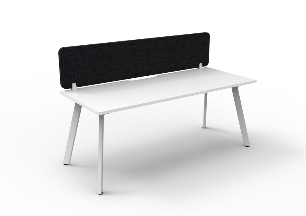 Eternity Single Sided Workstation - Eco Panel Screen - Natural White Top & White Base - Black PET