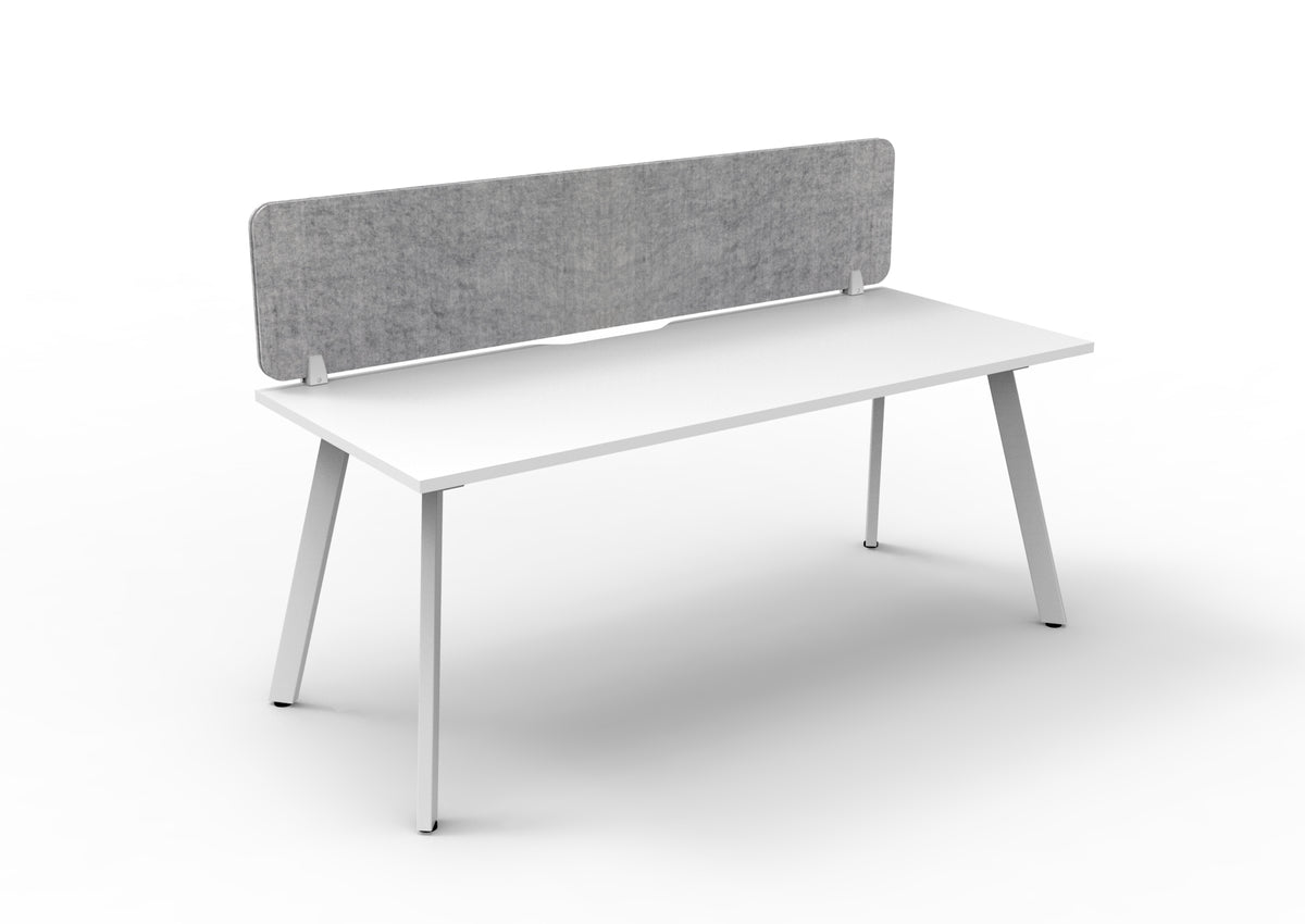 Eternity Single Sided Workstation - Eco Panel Screen - Natural White Top & White Base - Marble Grey PET