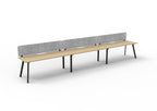 Eternity 3 Person Single Sided Workstation - Eco Panel Screen - Natural Oak Top & Black Base - Marble Grey PET